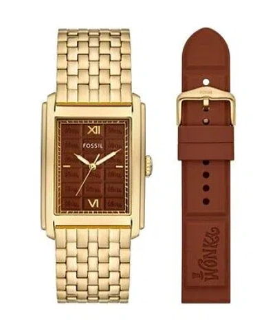 Pre-owned Fossil Watch Willy Wonka Le1190set Men's Gold Three-hand Gold-tone With Box