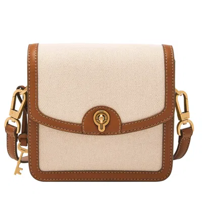 Fossil Women's Ainsley Cotton And Linen Small Crossbody In Beige