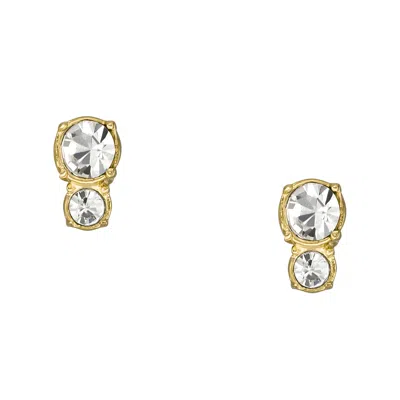 Fossil Women's All Stacked Up Gold-tone Stainless Steel Stud Earrings