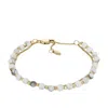 Fossil Women's All Stacked Up Howlite Chain Beaded Bracelet In Gold