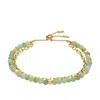 Fossil Women's Archival Core Essentials Faux Double Green Acrylic Beaded Bracelet In Gold