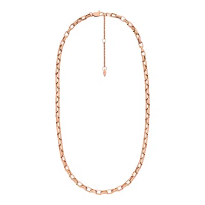 Fossil Women's Archival Core Essentials Rose Gold-tone Stainless Steel Chain Necklace