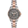 Fossil Women's Blue Dive Three-hand Two-tone Stainless Steel Watch 36mm In Grey
