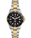 Fossil Women's Blue Dive Three-hand Two-tone Stainless Steel Watch 36mm In Black/two-tone