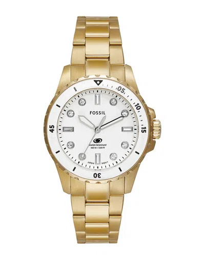 Fossil Women's Blue Dive Watch In Gold