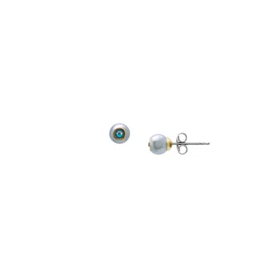 Fossil Women's Bright Baubles Blue Shell And Green Rhinestone Stud Earrings