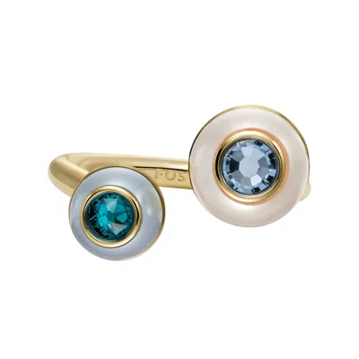 Fossil Women's Bright Baubles Gold-tone Brass Toi Et Moi Ring, Ja72557107