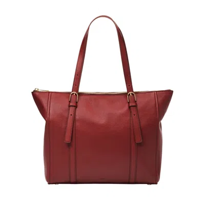 Fossil Women's Carlie Litehide Leather Tote In Red
