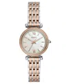 Fossil Women's Mini Carlie Two-tone Stainless Steel Bracelet Watch 28mm In Two Tone