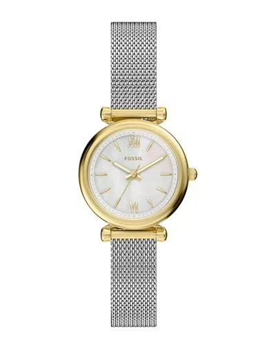 Fossil Mini Carlie Mesh-strap 28mm Watch In Metallic