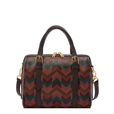 Fossil Women's Carlie Printed Satchel In Brown