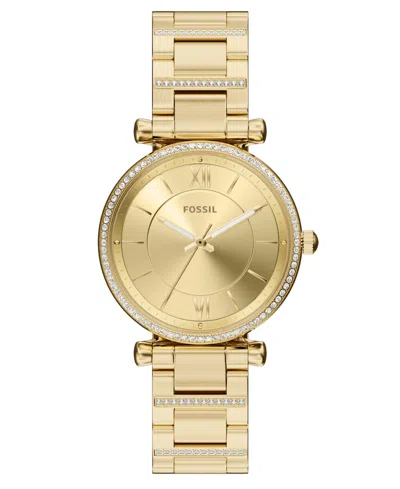 Fossil Women's Carlie Three-hand Gold-tone Stainless Steel Watch, 35mm