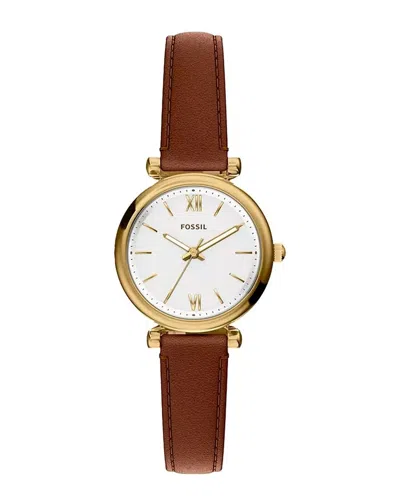 Fossil Women's Carlie White Dial Watch In Brown