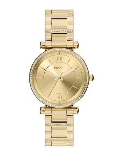 Fossil Carlie Crystal-embellished 35mm Watch In Gold