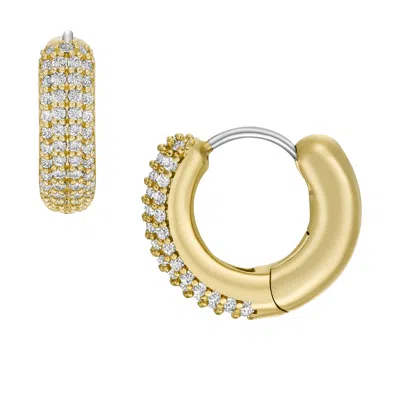 Fossil Women's Ear Party Gold-tone Brass Hoop Earrings In Silver