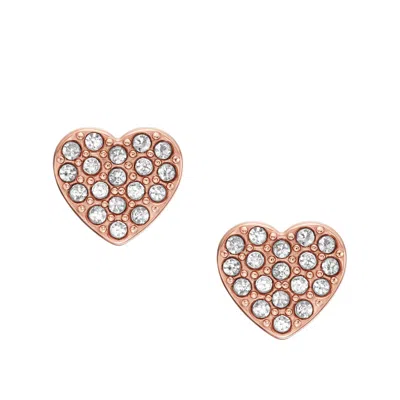 Fossil Women's Ear Party Rose Gold-tone Stainless Steel Stud Earrings In Pink