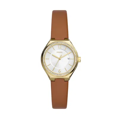 Fossil Women's Eevie Three-hand Date, Gold-tone Stainless Steel Watch In Brown