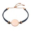 Fossil Women's Elliott Rose Gold-tone Stainless Steel Leather Bracelet In Beige