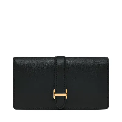 Fossil Women's Emery Leather Large Snap Bifold In Black