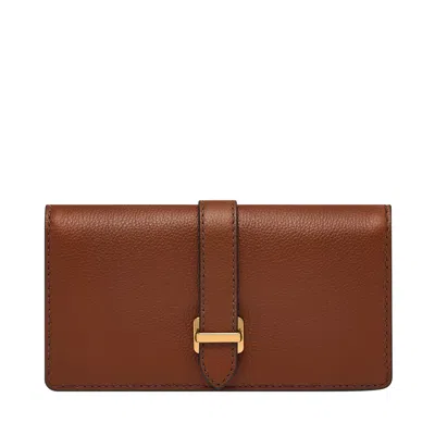 Fossil Women's Emery Leather Large Snap Bifold In Brown