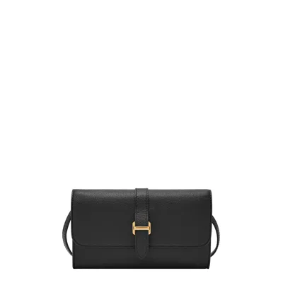 Fossil Women's Emery Leather Wallet Crossbody In Black