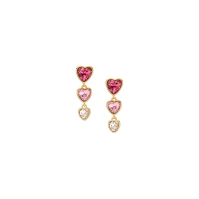 Fossil Women's Gold-tone Brass Heart Drop Earrings