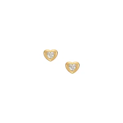 Fossil Women's Gold-tone Brass Heart Stud Earrings