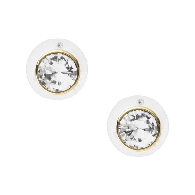 Fossil Women's Gold Tone Brass Stud Earring Gold Brass Stud Earring In Silver