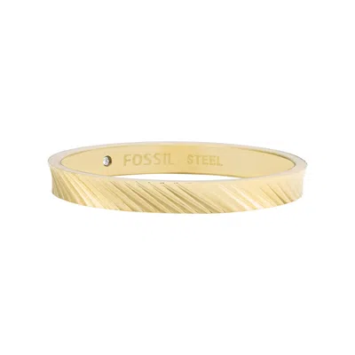 Fossil Women's Harlow Linear Texture Gold-tone Stainless Steel Band Ring