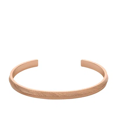 Fossil Women's Harlow Linear Texture Rose Gold-tone Stainless Steel Cuff Bracelet