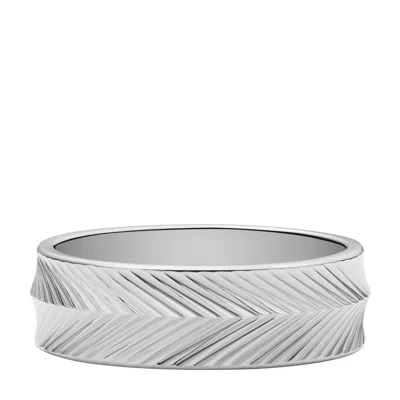 Fossil Women's Harlow Linear Texture Stainless Steel Band Ring, Jf04667040 In Silver