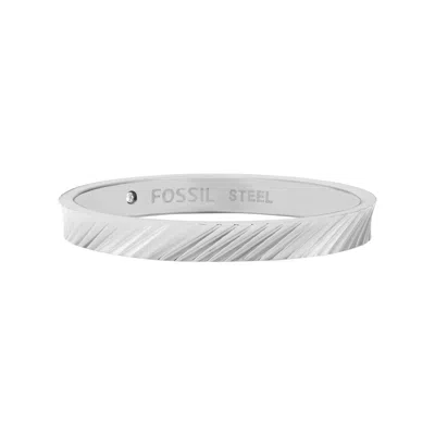 Fossil Women's Harlow Linear Texture Stainless Steel Band Ring In Silver