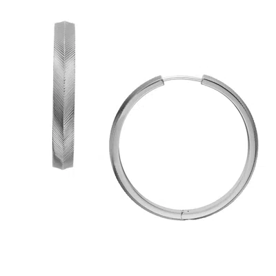 Fossil Women's Harlow Linear Texture Stainless Steel Hoop Earrings