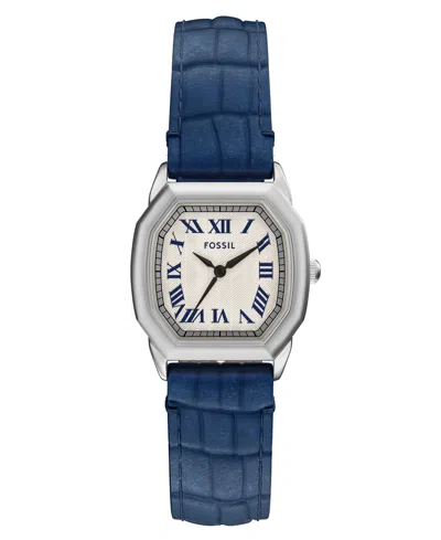FOSSIL WOMEN'S HARLOW THREE-HAND NAVY CROCO LEATHER WATCH, 27MM