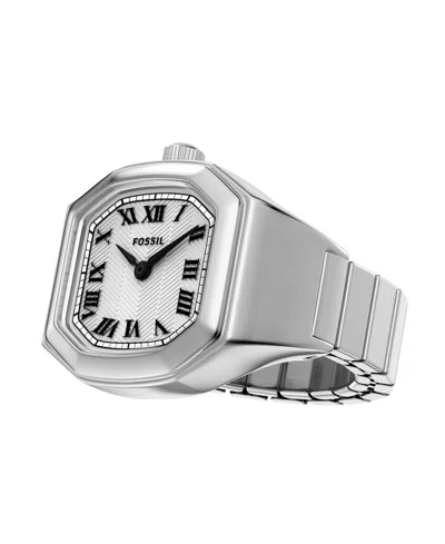 Fossil Women's Harlow Watch Ring Two-hand Stainless Steel, 15mm In Silver
