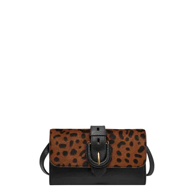 Fossil Women's Harwell Haircalf Leather Wallet Crossbody In Brown