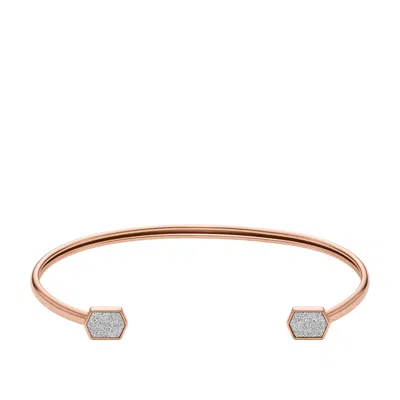 Fossil Women's Hazel Hexagon Glitz Paper Bangle Bracelet In Silver