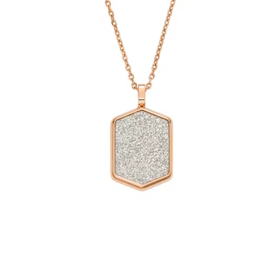 Fossil Women's Hazel Hexagon Glitz Paper Pendant Necklace In Silver