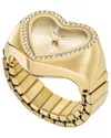 Fossil Women Heart Watch Ring Watch In Gold-tone