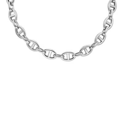 Fossil Women's Heritage D-link Stainless Steel Chain Necklace In Metallic