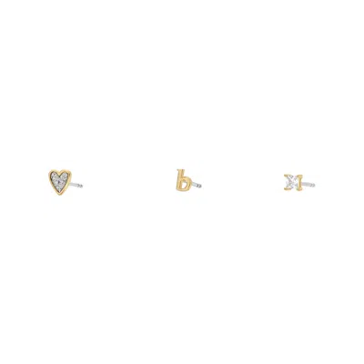 Fossil Women's Initials Gold-tone Brass Stud Earring Set
