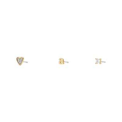 Fossil Women's Initials Gold-tone Brass Stud Earring Set