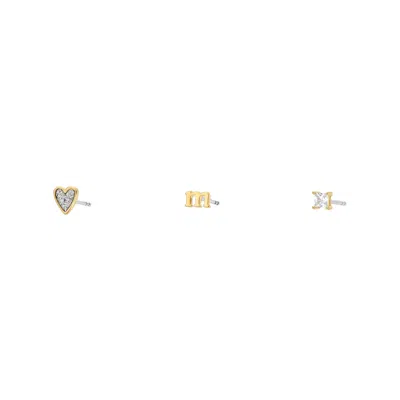 Fossil Women's Initials Gold-tone Brass Stud Earring Set