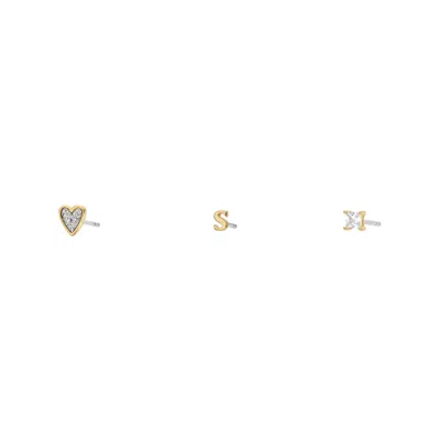 Fossil Women's Initials Gold-tone Brass Stud Earring Set