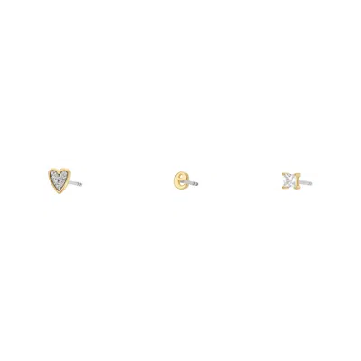 Fossil Women's Initials Gold-tone Brass Stud Earring Set