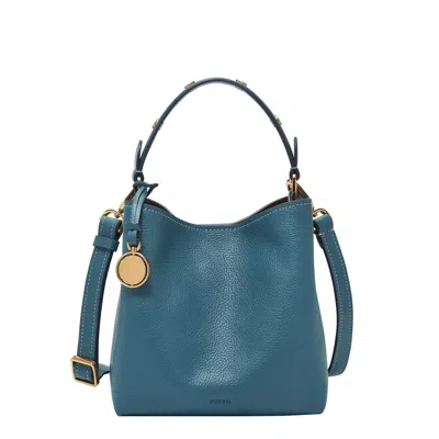 Fossil Women's Jessie Leather Small Bucket Crossbody Bag In Blue