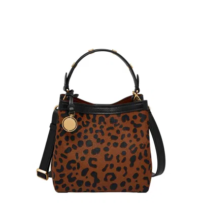 Fossil Women's Jessie Printed Haircalf Leather Small Bucket Crossbody