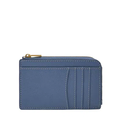 Fossil Women's Jori Leather Zip Card Case In Blue