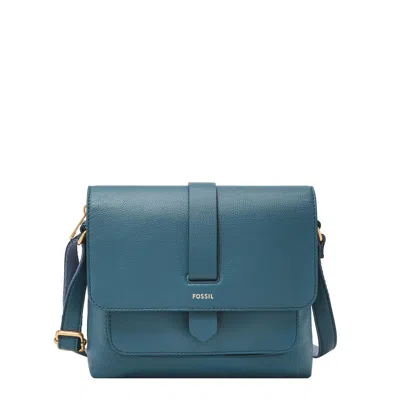 Fossil Women's Kinley Leather Small Flap Crossbody Bag In Blue