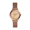 Fossil Women's Laney Three Hand Rose Gold Stainless Steel Mesh Watch 34mm In Multi